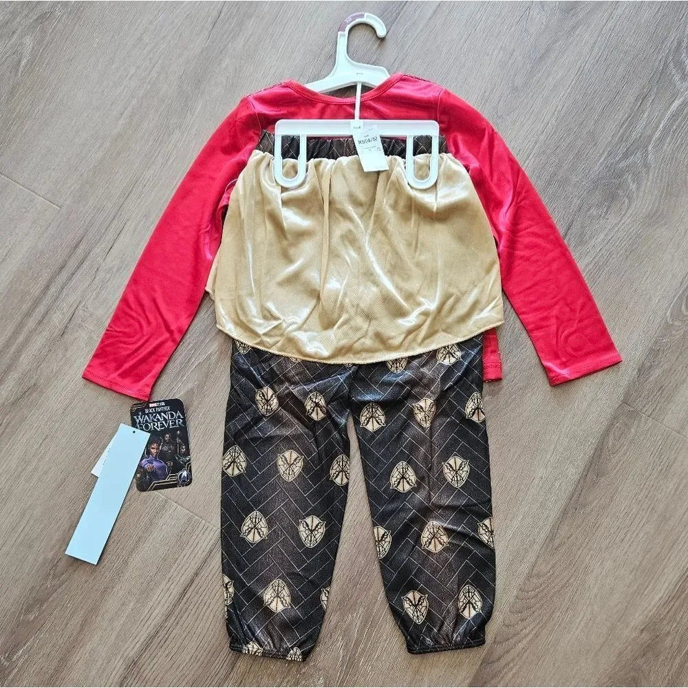 Marvel Black Panther Wakanda Forever Red Black and Gold Pajamas Kids XS